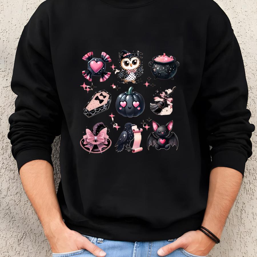 Girls Halloween Sweatshirt: Spooky Front Back Design, Personalized Custom Shirt Sweatshirt