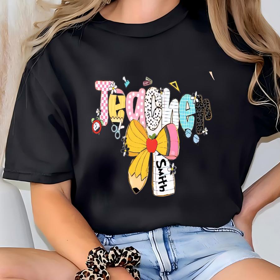 Personalized Teacher Shirt – Custom Name Teacher Tee – Back To School Shirt For Women – Teacher Appreciation Gift – First Day Of School Tee T-shirt