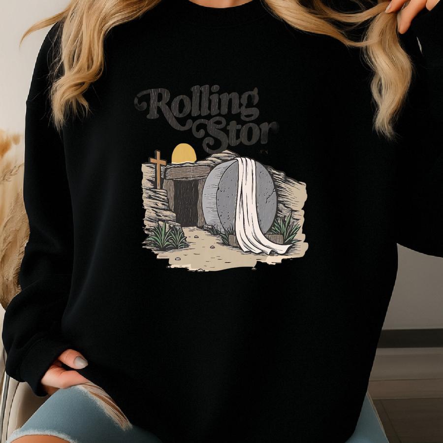 Rolling Stones T-shirt, Easter Clothes, Jesus Apparel, Catholic Shirt For Kids, Gift For Christian Woman, Faith-based Tee Sweatshirt