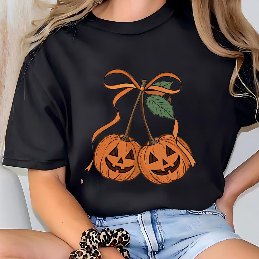 Pumpkin Cherries Shirt: Girly Fall Halloween Tee T-shirt