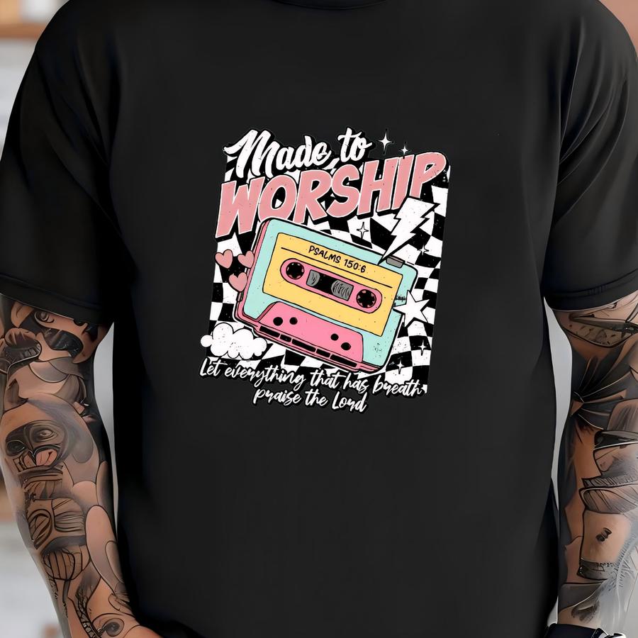 ® Religious Shirt, Retro Made To Worship Shirt, Bible Verses Shirt, Faith Shirt, Religious Gift, Cool Religious Shirt T-shirt