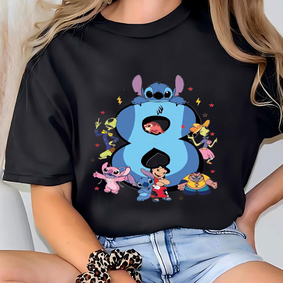 Custom World Stitch Kids Birthday Shirts, Stitch Birthday Girl Shirt, Stitch Birthday Boy Shirt, Stitch Custom Birthday Kids Age, Bp T-shirt
