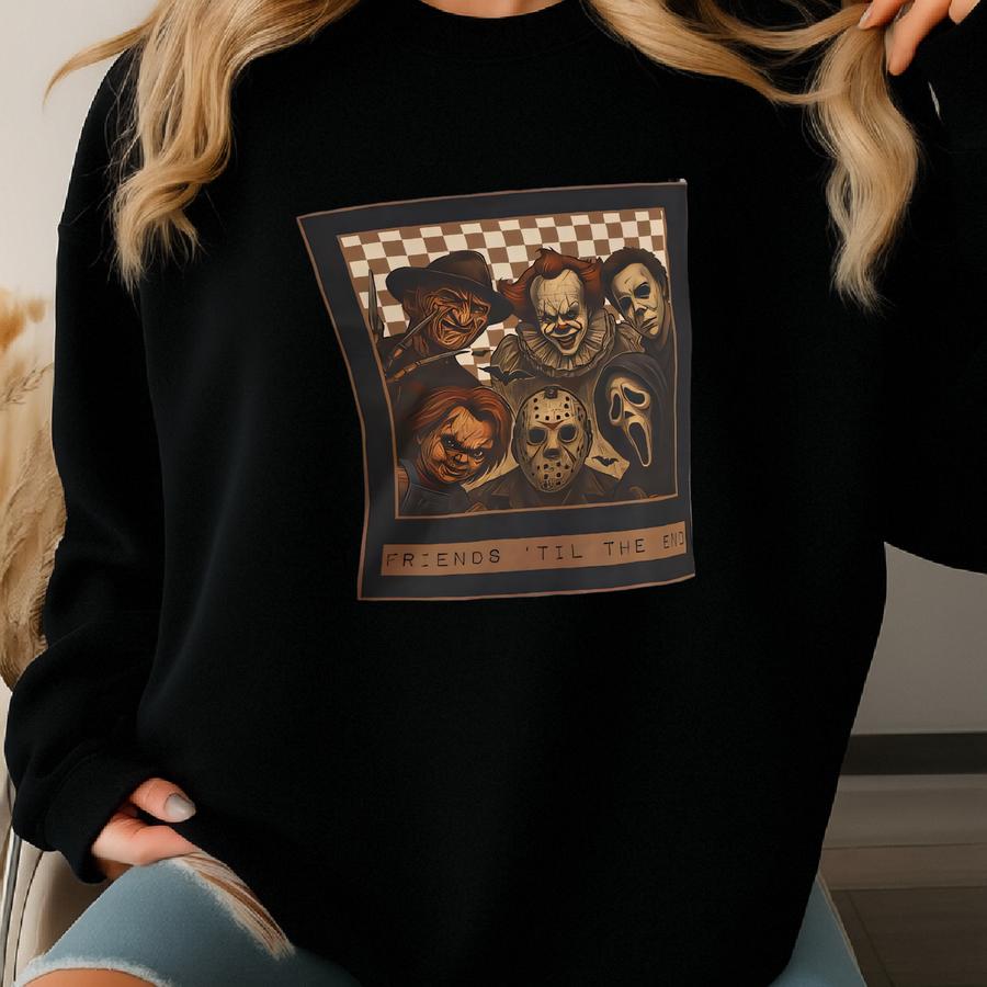 Horror Movie Graphic Tee: Friends 'til The End - Halloween Apparel Sweatshirt