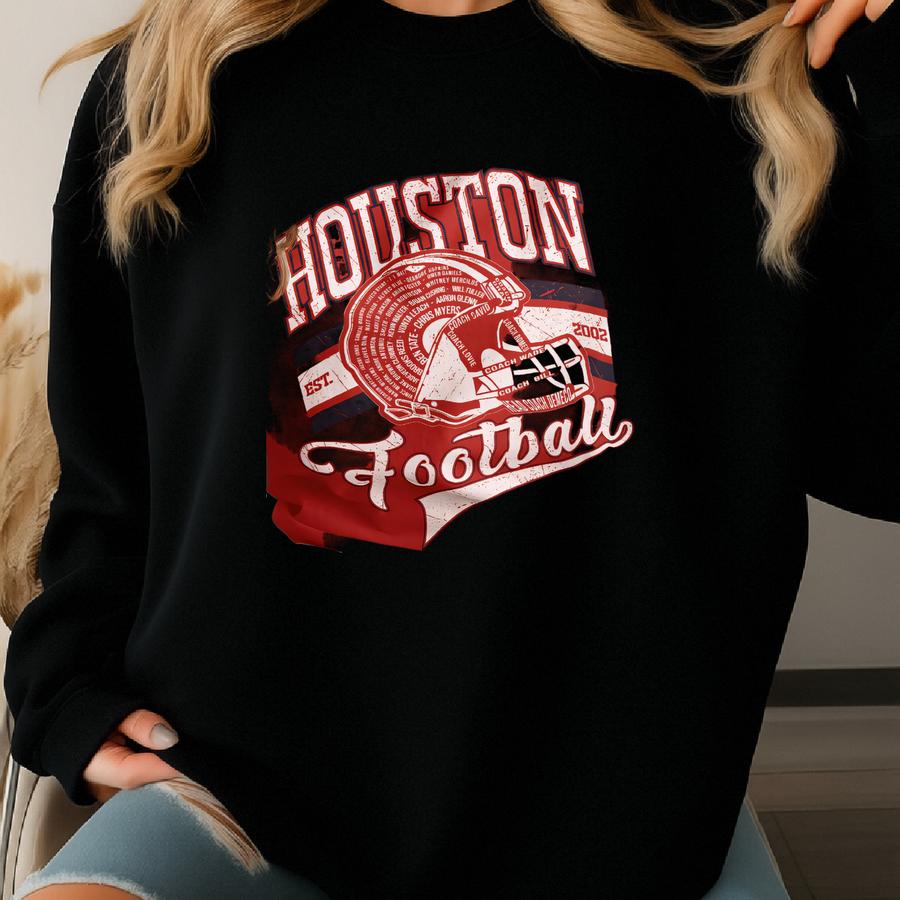 Vintage Houston Football Crewneck T-shirt: Retro Texan Game Day Shirt, Sweatshirt, Hoodie Sweatshirt