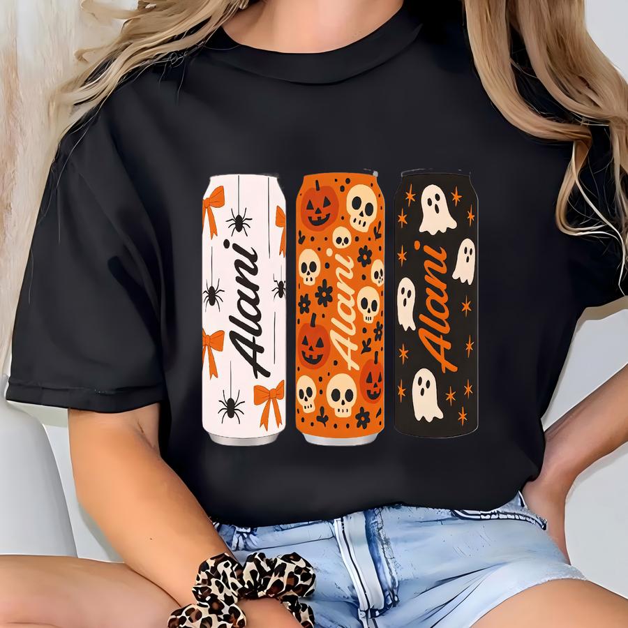 Halloween Energy Drink Shirt, Alani-inspired Spooky Can Tee, Cute Halloween Aesthetic Tee, Ghost Skull Pumpkin Tee, Fall Graphic Tee T-shirt