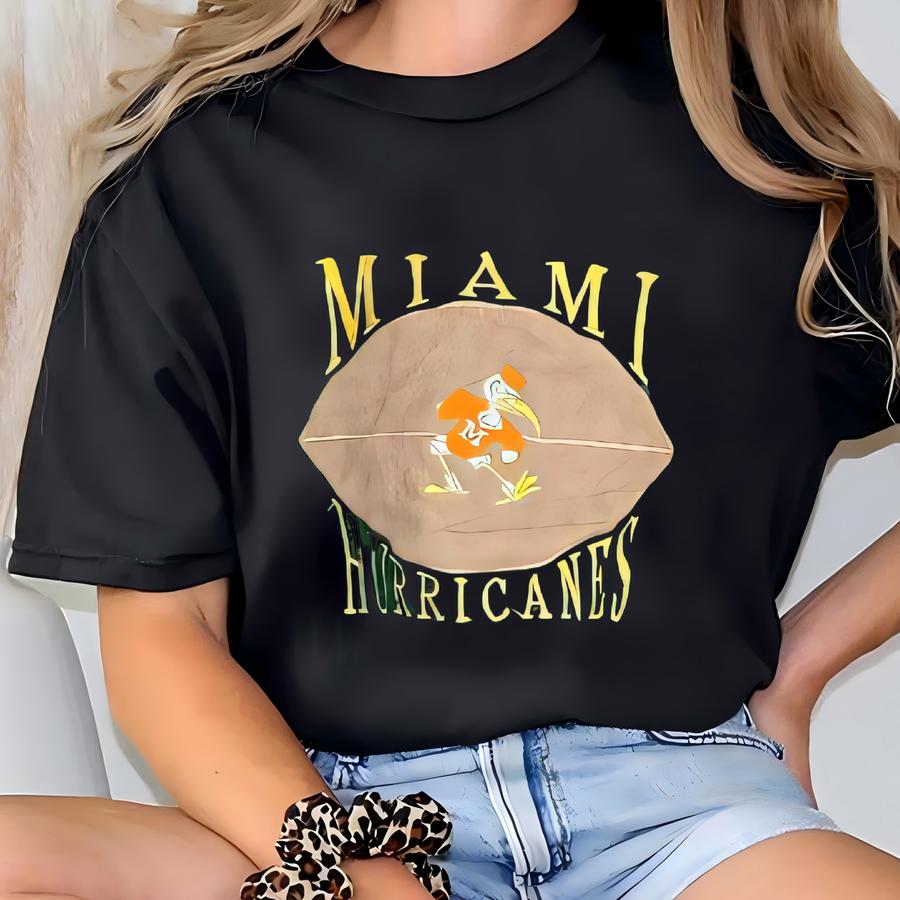 Vintage 90s Miami Hurricanes Crewneck Sweatshirt - University Of Miami - Ncaa - Y Logo - Green Color - Men’s Xl T-shirt