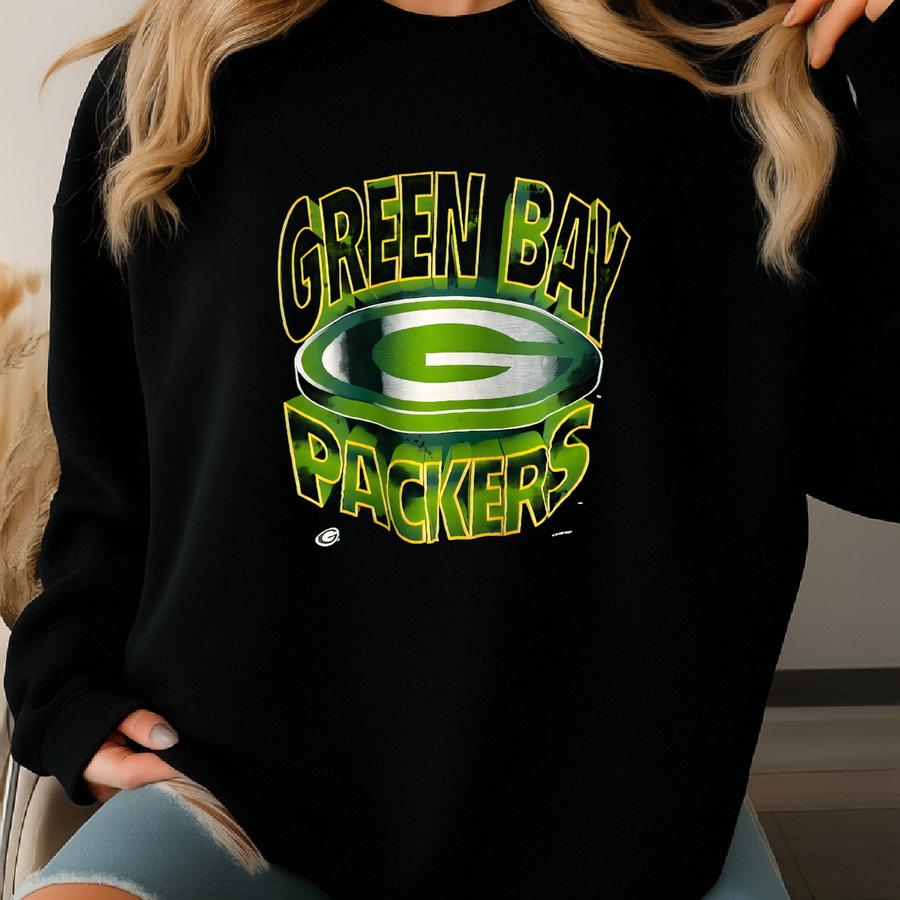 Vintage 90s Green Bay Crewneck Sweatshirt - - Print Logo - Green Color - Men’s Xxl Sweatshirt