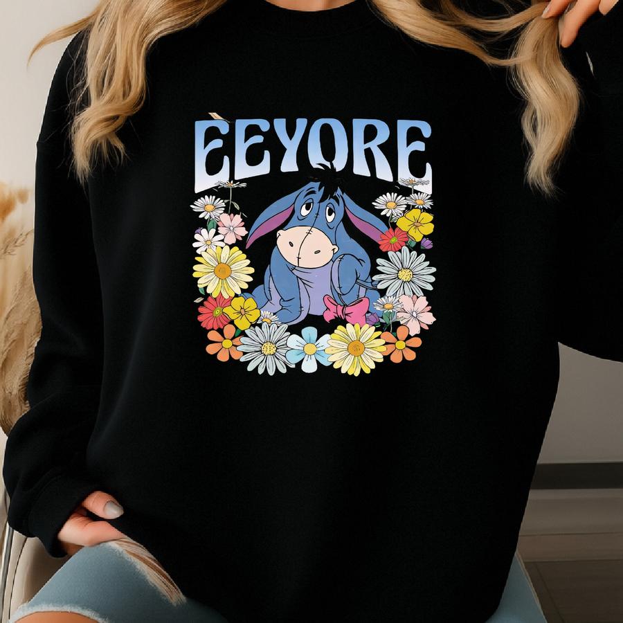 Retro Eeyore Sweatshirt, Vintage Eeyore Floral Hoodie, Eeyore Sweatshirt, Retro Eeyore Floral Shirt, Tsf045 Sweatshirt