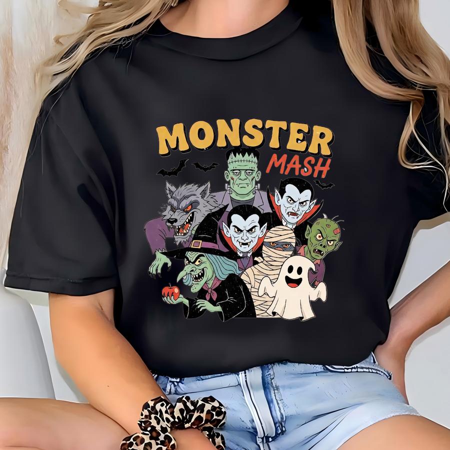 Retro Monster Mash Sweatshirt: Vintage Halloween Party Tee T-shirt