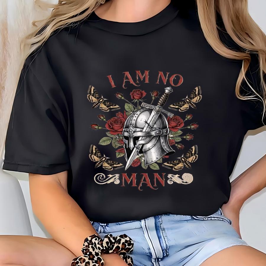 I Am No Man Hoodie: Gothic Sword Roses Fantasy Tee T-shirt