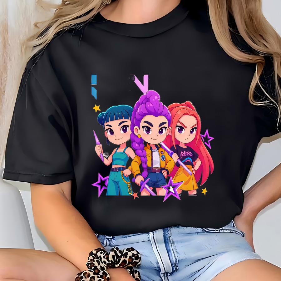 Kpop Demon Hunters Shirt, Huntrix Girl Hoodie, Kpop Idol Group Shirt, Mira, Rumi, Joey Shirt,demon Hunter Merch, Gift For Huntrix Fan Shirt T-shirt