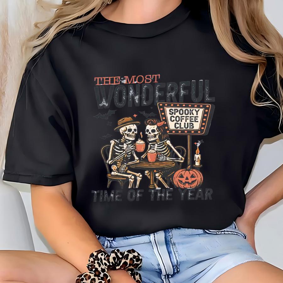 Spooky Coffee Club Shirt, Coffee Lover Shirt, Retro Halloween Shirt, Spooky Season Shirt, Pumpkin Shirt, Spooky Season Shirt , Halloween Tee T-shirt