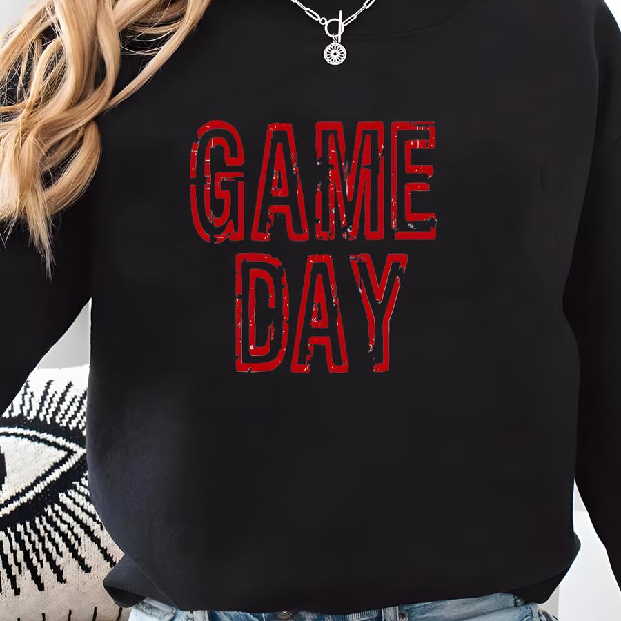 Game Day Shirt | Women's Boxy Fit Football Tee | Custom Team Colors | College High School Spirit Shirt | Mid-length Graphic Tee Sweatshirt