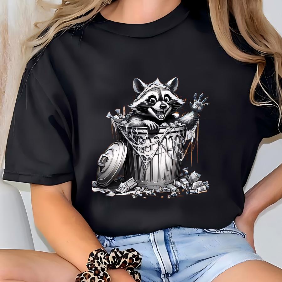 Halloween Raccoon Shirt, Bella Canvas Halloween Shirt, Funny Raccoon Tee, Gift For Halloween, Trash Raccoon, Cute Women's Halloween Shirt T-shirt