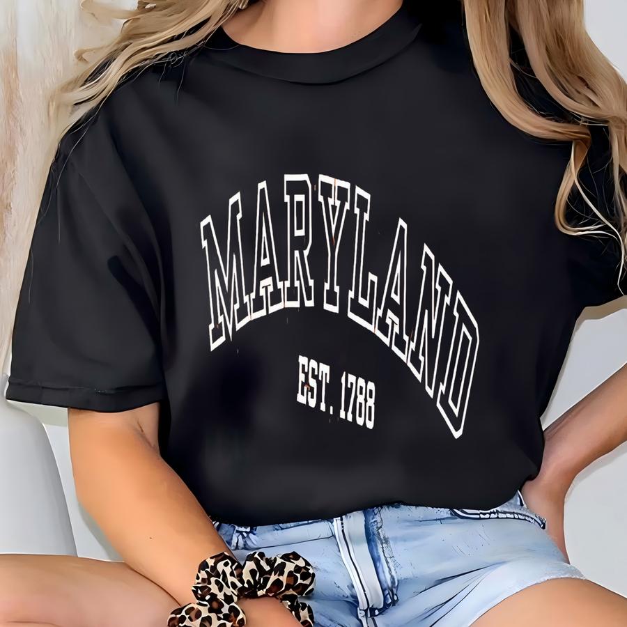 ® Maryland Est 1788 Shirt, Vintage Maryland Tee, Retro State Tshirt, Graphic Top, East Chesapeake Bay Shirt T-shirt