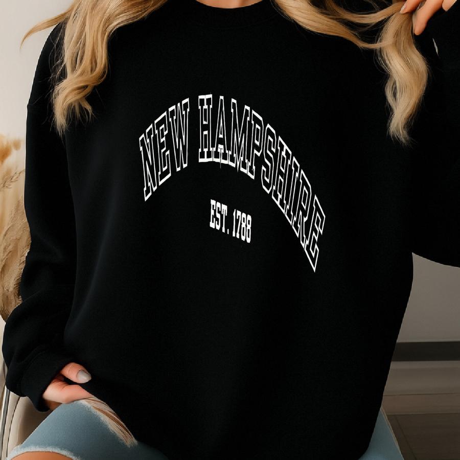 ® New Hampshire Est 1788 Shirt, Vintage New Hampshire Tee, Retro State Tshirt, Graphic Top, East Mountain Shirt Sweatshirt