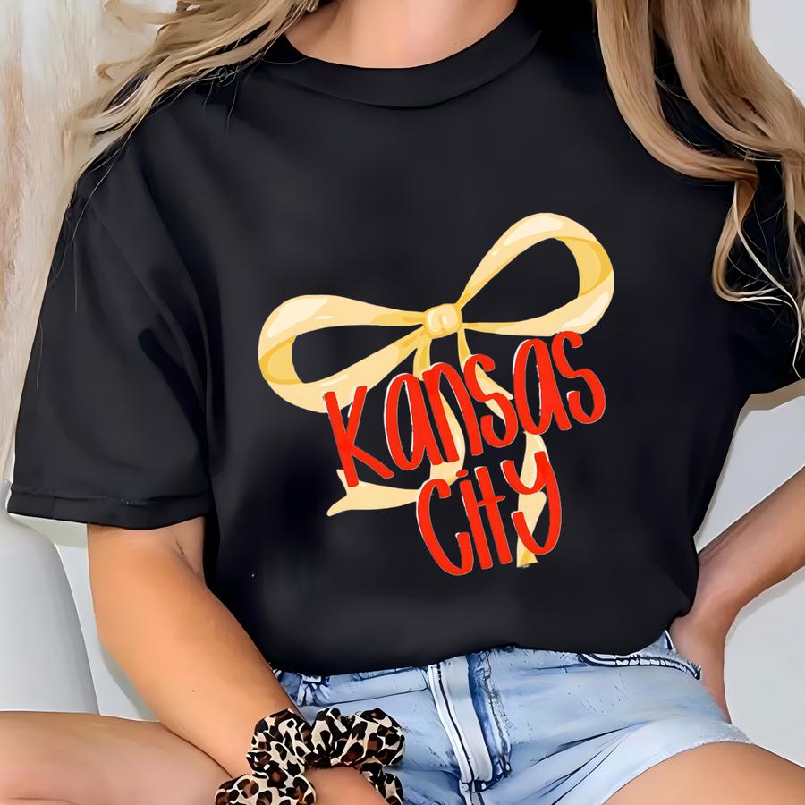 Kansas City Coquette Sweatshirt - Inspired Bow Tee - Kc Football Girls Tshirt T-shirt