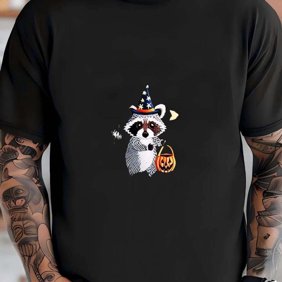 Funny Halloween Raccoon Bucket Hat T-shirt