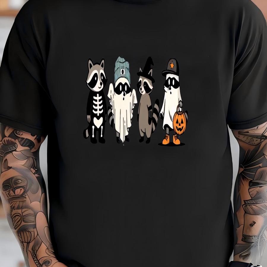 Spooky Raccoon Halloween Shirt: Funny Ghost Graphic Tee T-shirt