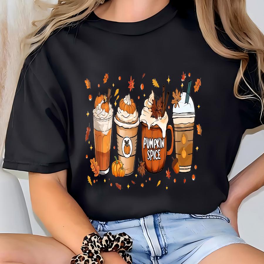 Pumpkin Spice Coffee Sweatshirt – Fall Coffee Lover Shirt – Unisex Autumn Pullover For Adults Kids – Cute Latte Lover Sweater – Fall Shirt T-shirt