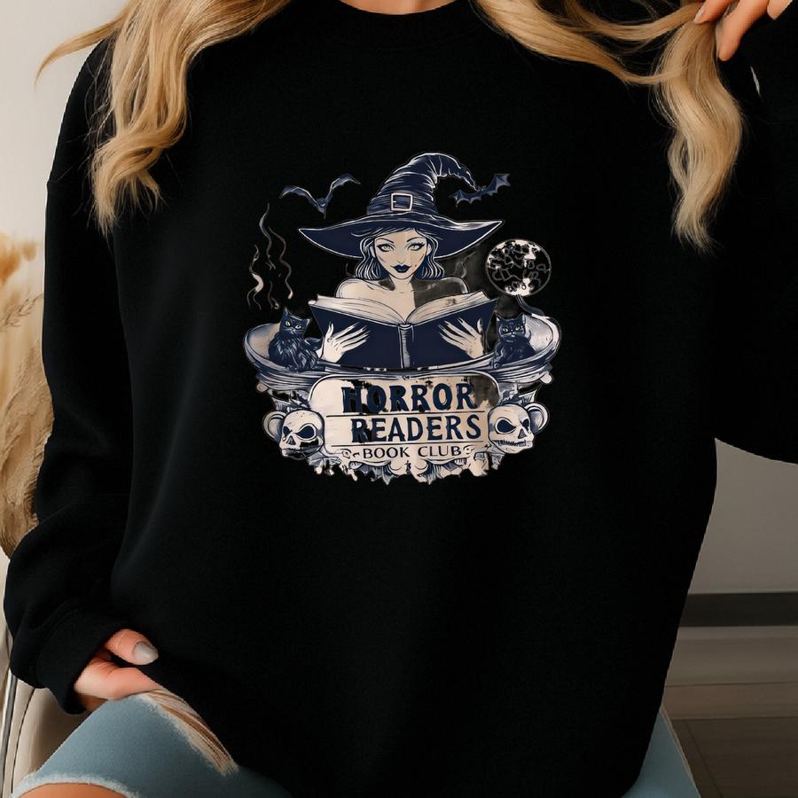 Cute Horror Readers Book Club Halloween Sweatshirt, Horror Reader Sweatshirt, Horror Story Reader Halloween Gift, Halloween Gift Sweatshirt