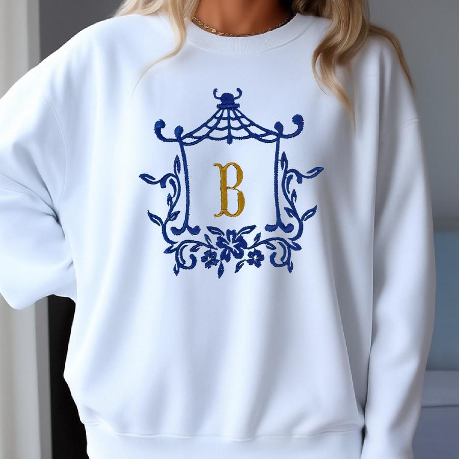Dinner Napkin, Y, Chinoiserie, Pegoda, Personalized, Grandmillennial Sweatshirt Dinner Napkin, Y, Chinoiserie, Pegoda, Personalized, Grandmillennial Sweatshirt