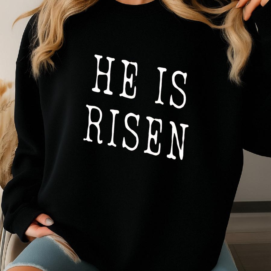 ® He Is Risen Shirt, Christian Easter Tee, Retro Faith Based Tshirt, Religious Tee, Resurrection Jesus Shirt Sweatshirt