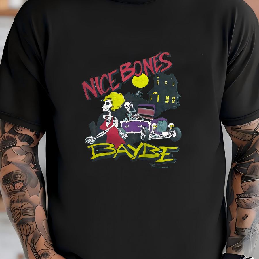 Vintage 1988 “nice Bones Baybe” Skull Skeleton Hot Rod Graphic Tee Shirt (size Adult Xl) T-shirt