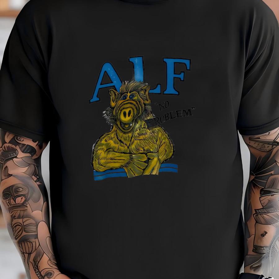 Vintage 1986 Alf Alien Life Form “no Problem” Tv Show Graphic Cutoff Crewneck Sweatshirt (size Adult Large) T-shirt