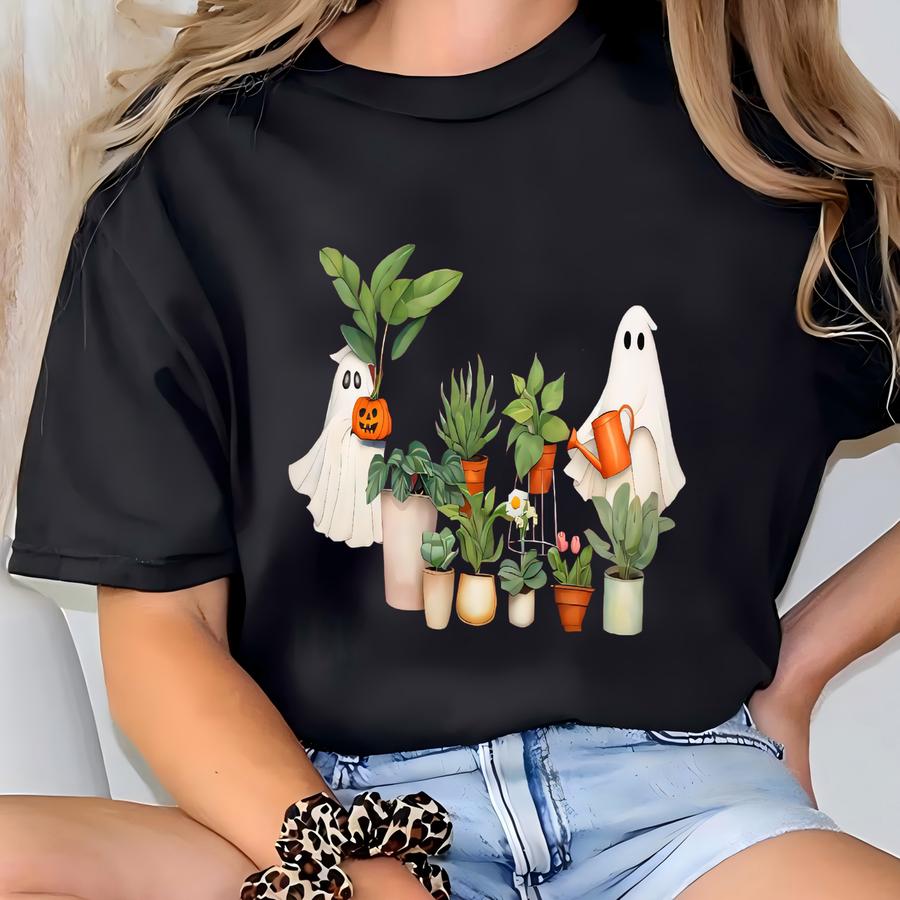 Funny Plant Ghost Sweatshirt, Halloween Plant Lady Hoodie, Spooky Gardener Crewneck, T-shirt