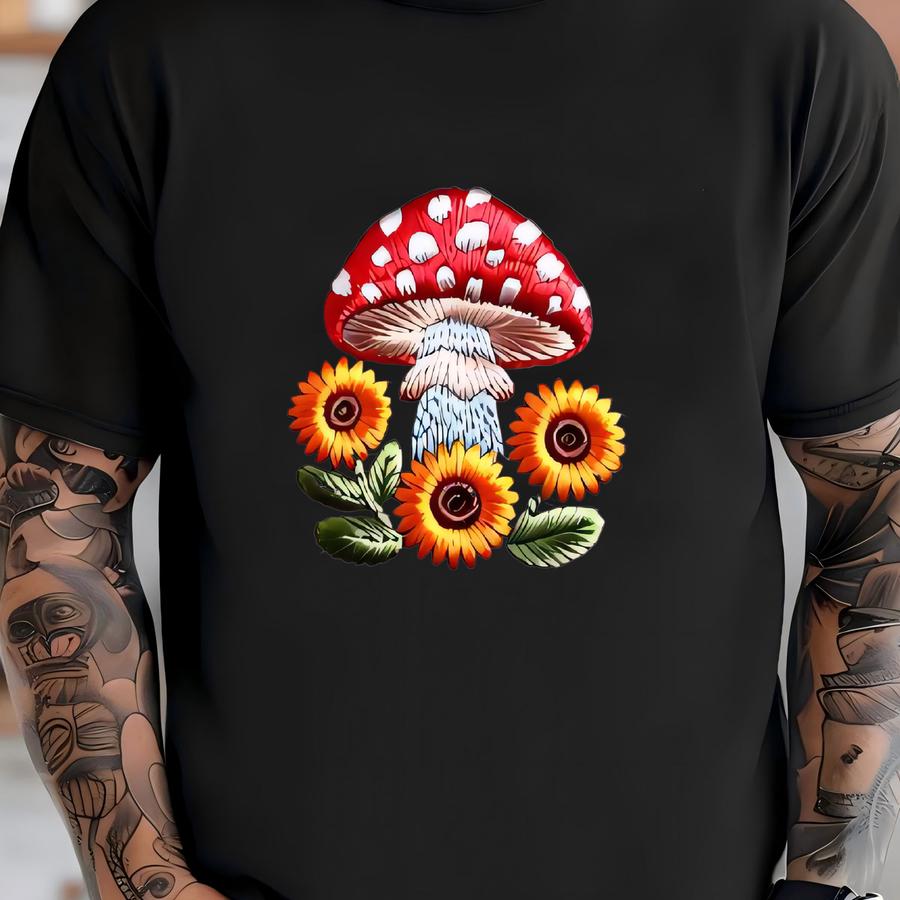 Mystical Mushroom And Floral Y Bucket Hat For Nature Lovers T-shirt