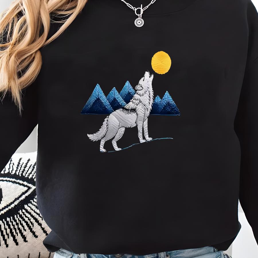 Wolf And Mountain Bucket Hat With Wilderness Y Design Sweatshirt
