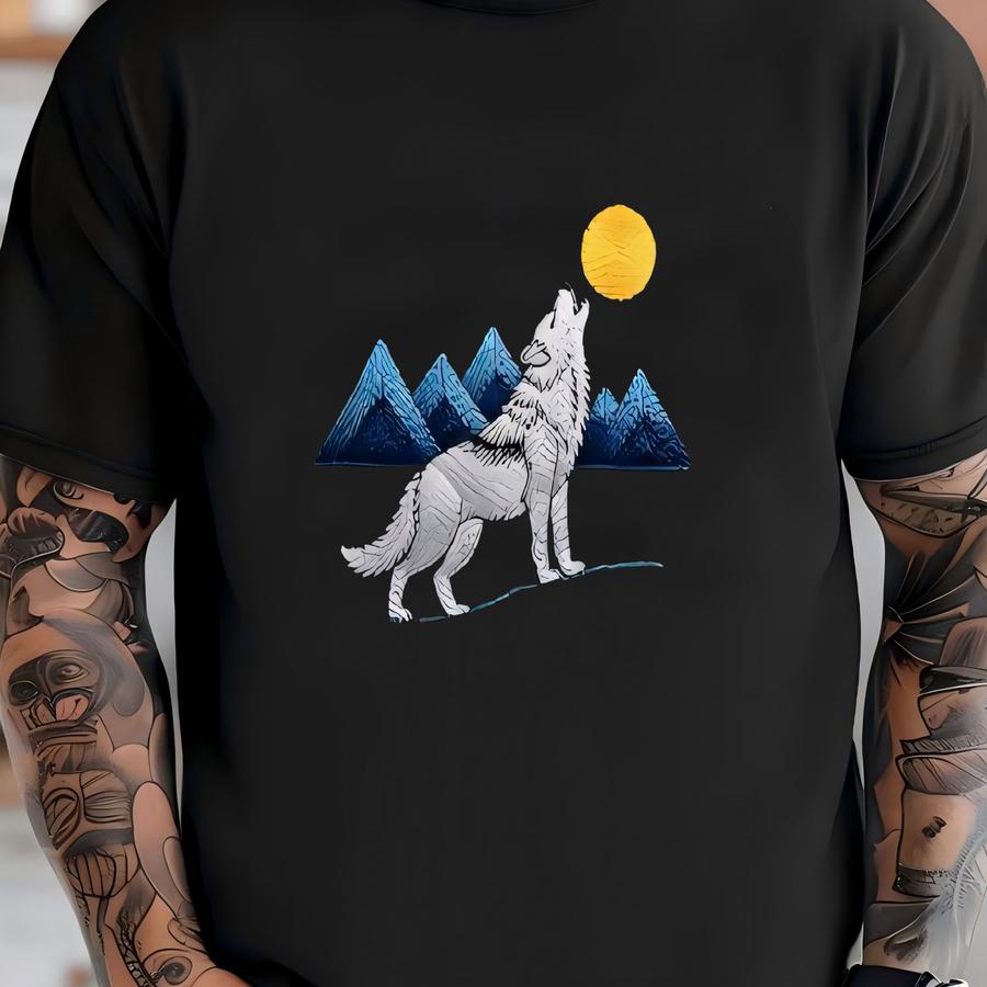 Wolf And Mountain Bucket Hat With Wilderness Y Design T-shirt