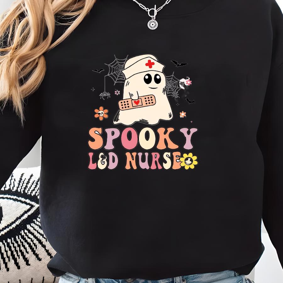 Spooky Ld Nurse Shirt, Halloween Nurse Tee, Cute Ghost Nurse T-shirt, Labor And Delivery Nurse Halloween Shirt, Nurse Appreciation Tee Sweatshirt