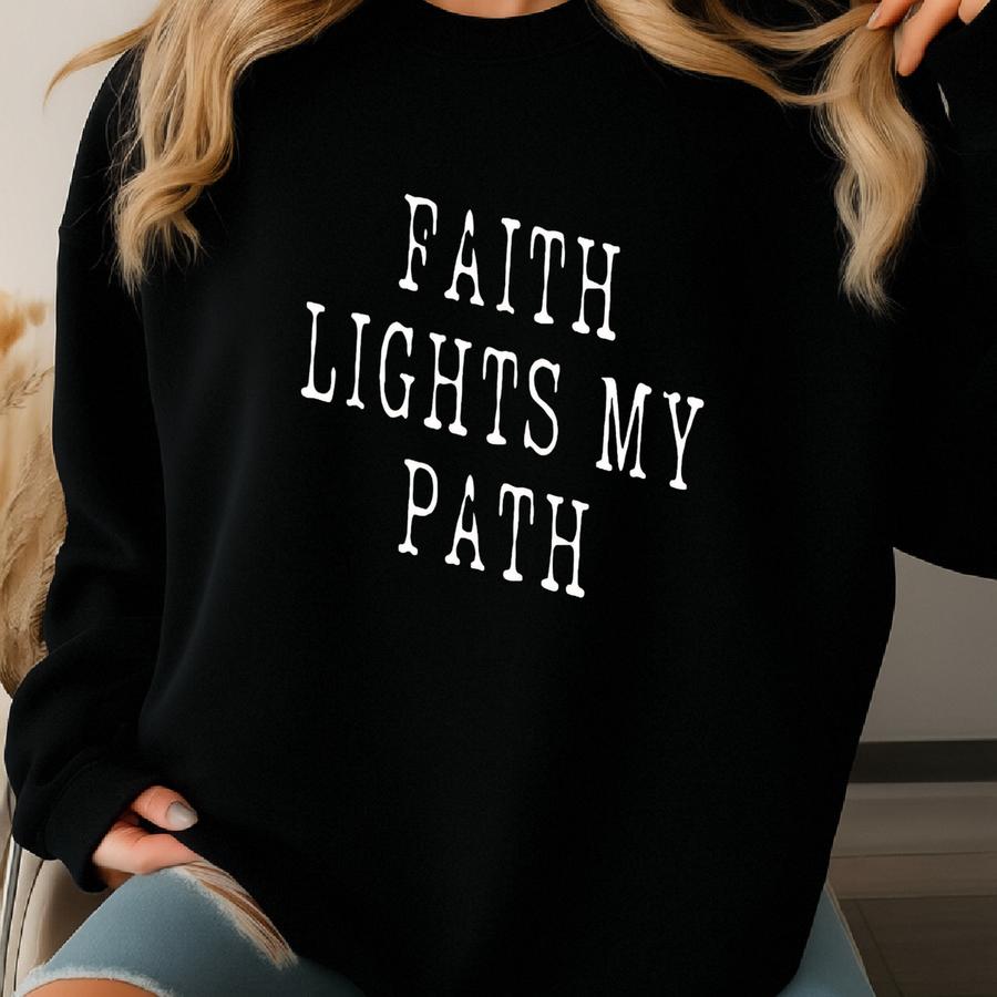 ® Faith Lights My Path Shirt, Christian Graphic Tee, Retro Religious Tshirt, Faith Based Top, Inspirational Jesus Shirt Sweatshirt