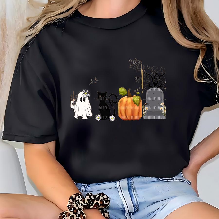 Vintage Halloween Ghost Png: Brushstroke Spooky Season Shirt Design (digital Download) T-shirt
