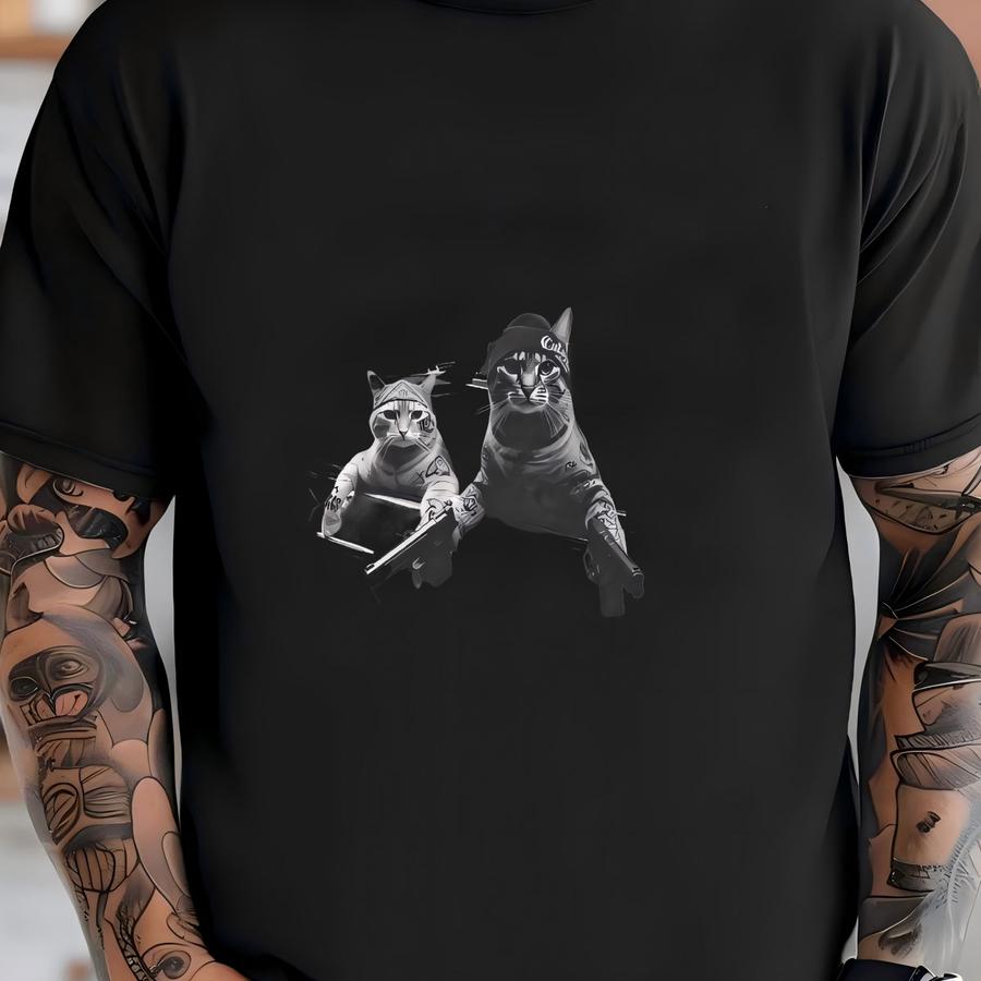 Funny Cat Gang Vintage Sweatshirt: Sarcastic Cat Meme Unisex Tee T-shirt