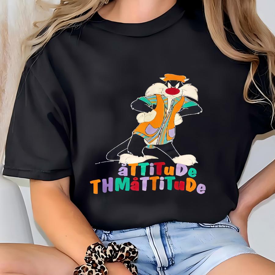 Vintage 90s Looney Tunes Sweatshirt Sylvester Crewneck Porky Pig Pullover Tasmanian Devil Daffy Duck Bugs Bunny Print Logo Blue Medium T-shirt