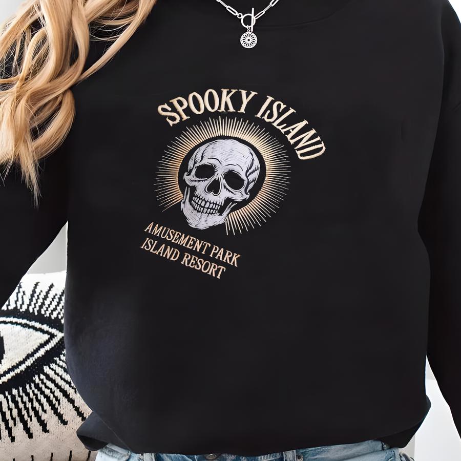 Spooky Island Featuring Skull And Radiating Spikes Shirt, Sweatshirt Or Hoodies Sweatshirt
