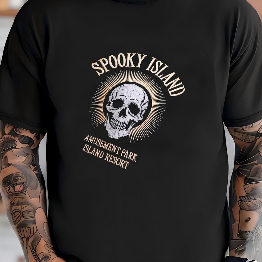 Spooky Island Featuring Skull And Radiating Spikes Shirt, Sweatshirt Or Hoodies T-shirt
