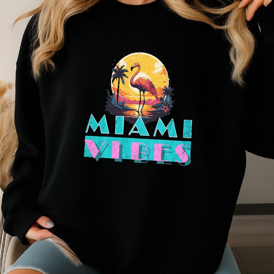Retro Miami T-shirt: Vintage Summer Vibes Tee Sweatshirt