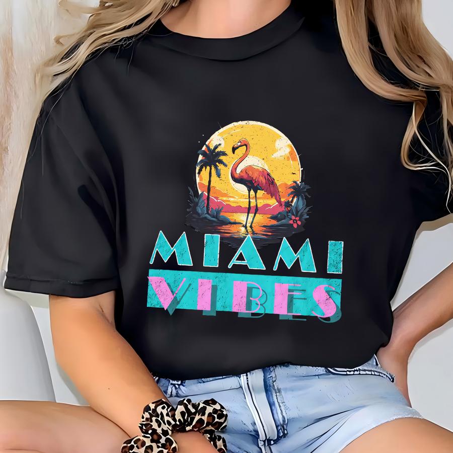 Retro Miami Hoodie: Vintage Summer Vibes Tee T-shirt