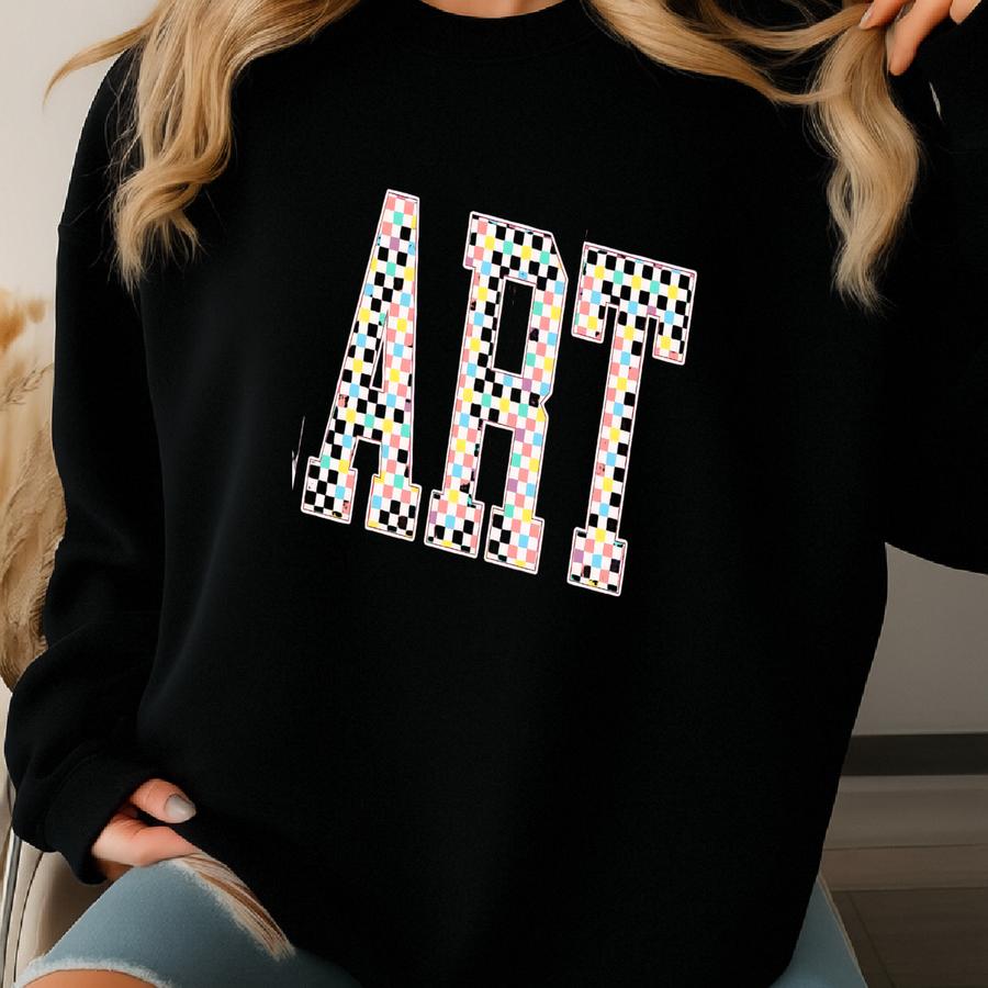 Checkered Art Teacher Shirt, Varsity Art Classroom Tee, Artist Educator Shirt, Gift For Art Teachers, Teacher Life T-shirt Sweatshirt