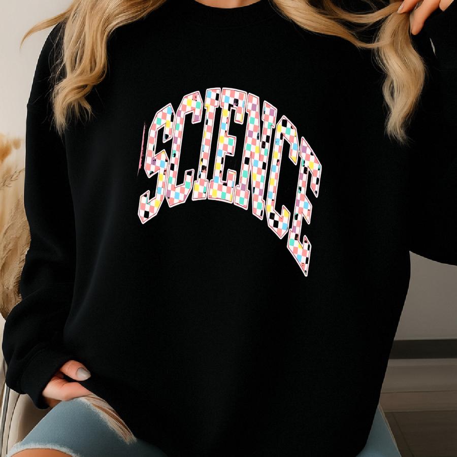 Checkered Science Teacher Shirt, Varsity Stem Educator Tee, Science Class T-shirt, Gift For Science Lovers, Teacher Shirt Sweatshirt