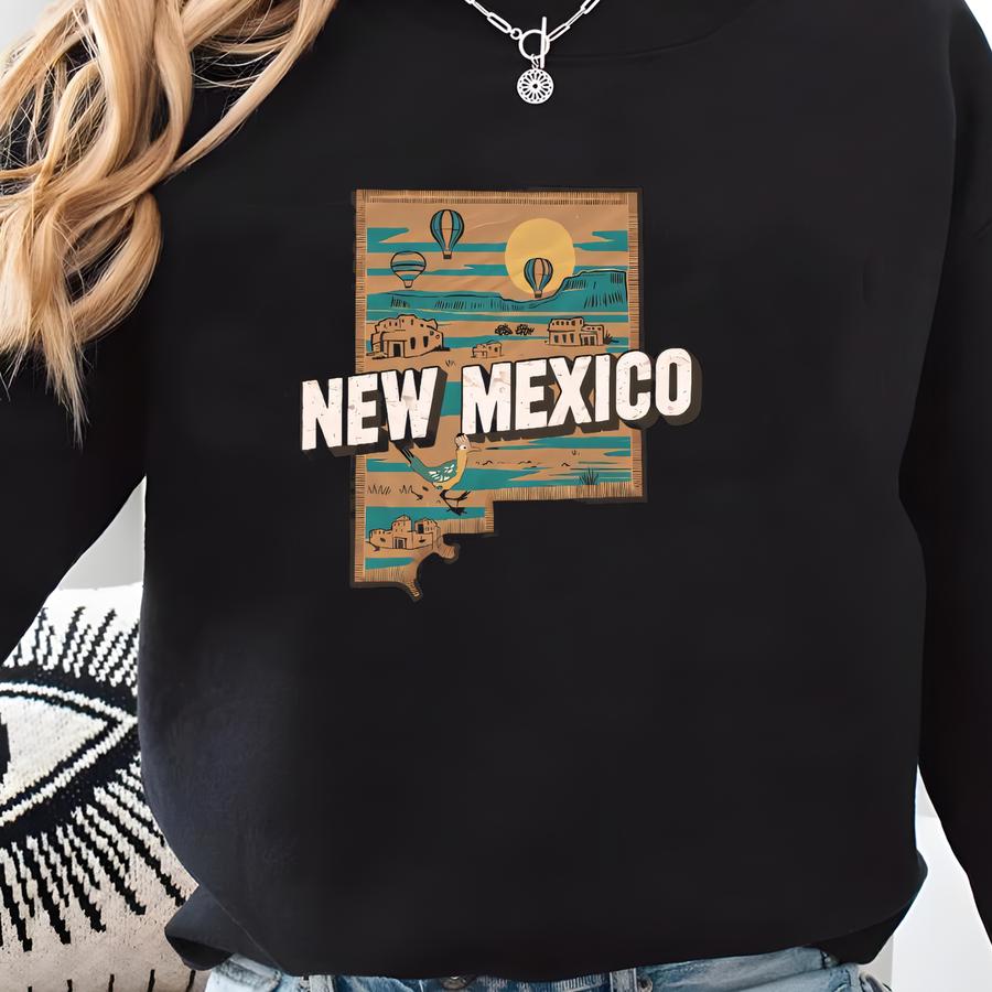 Vintage New Mexico Shirt, New Mexico State Hoodie, New Mexico Sweatshirt, Us State Map Sweatshirt, Hometown Shirt, New Mexico Trip T-shirt Sweatshirt