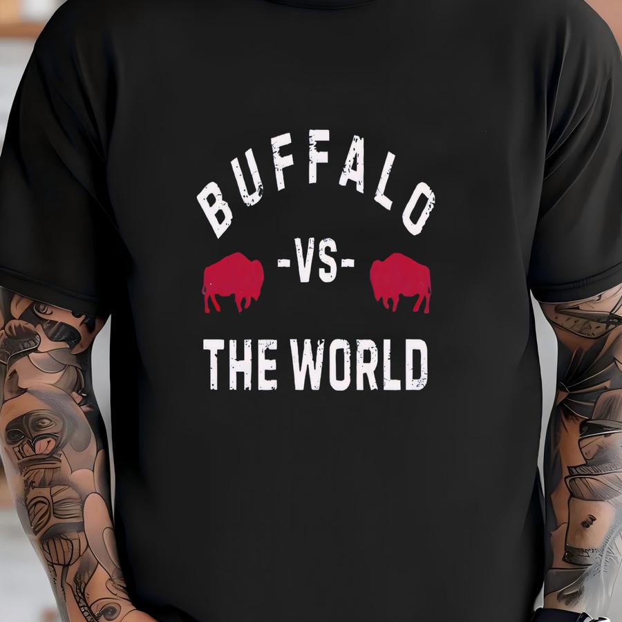 Buffalo Vs The World Hoodie: Distressed Vintage Style Tee T-shirt