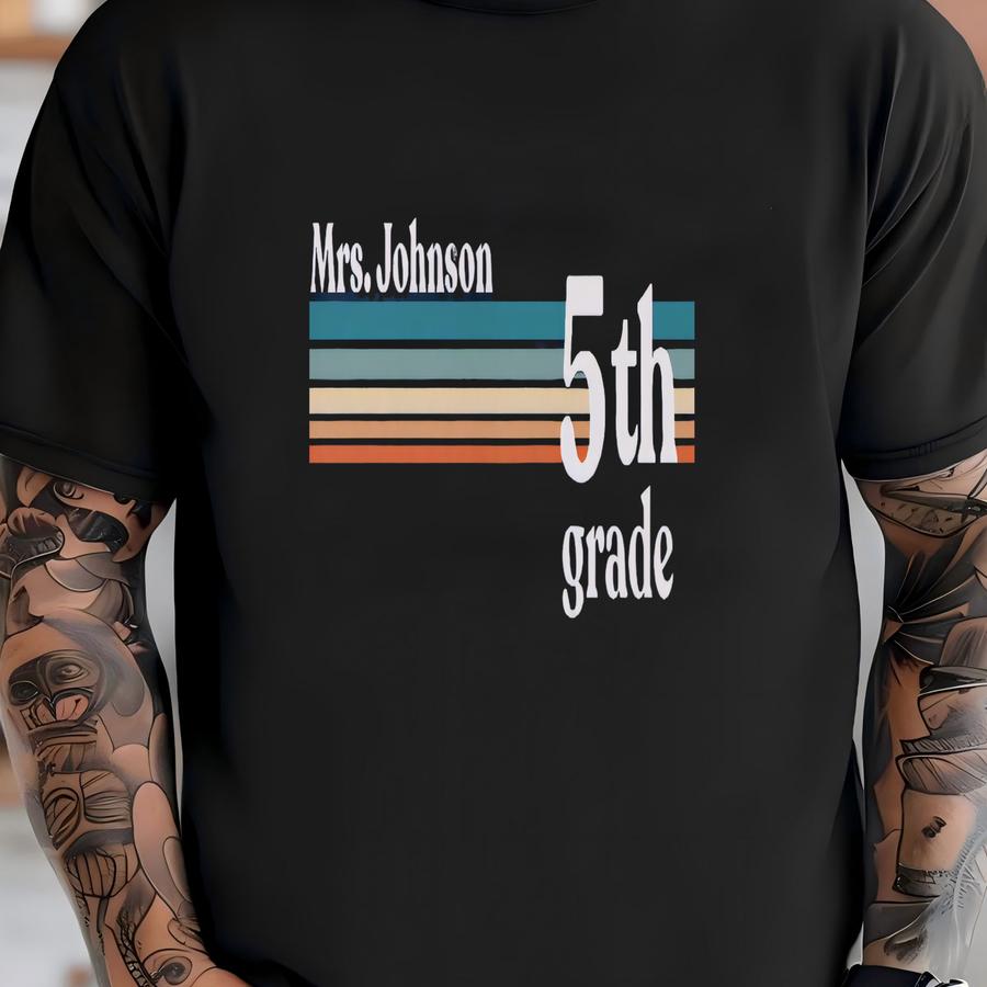 Personalized Retro 5th Grade Teacher Sweatshirt: Back To School Crewneck T-shirt