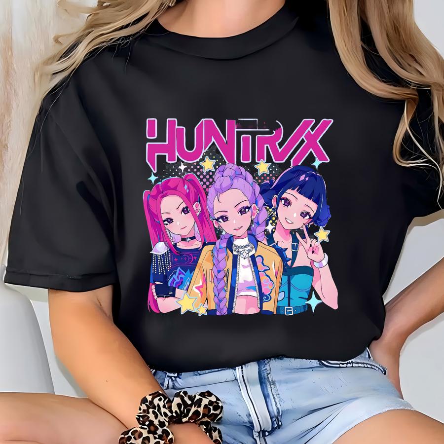 ® Huntrix Girls Shirt, Huntrix Demon Hunters Tshirt, Mira Rumi Joey Shirt, Demon Hunter Merch, Gift For Kpop Fan, Kpop Shirt T-shirt