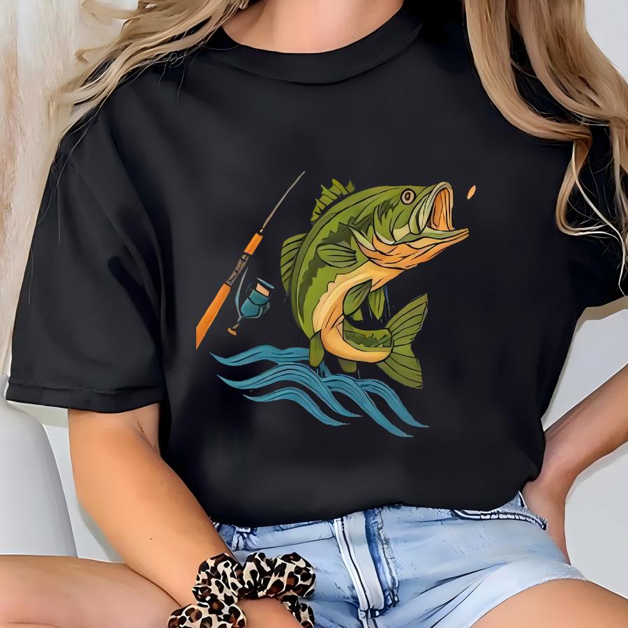 Custom Fishing Cap, Fishing Hat, Bass Fish Hat, Fishing Dad Hat, Fisherman Gift For Him, Dad, Husband T-shirt