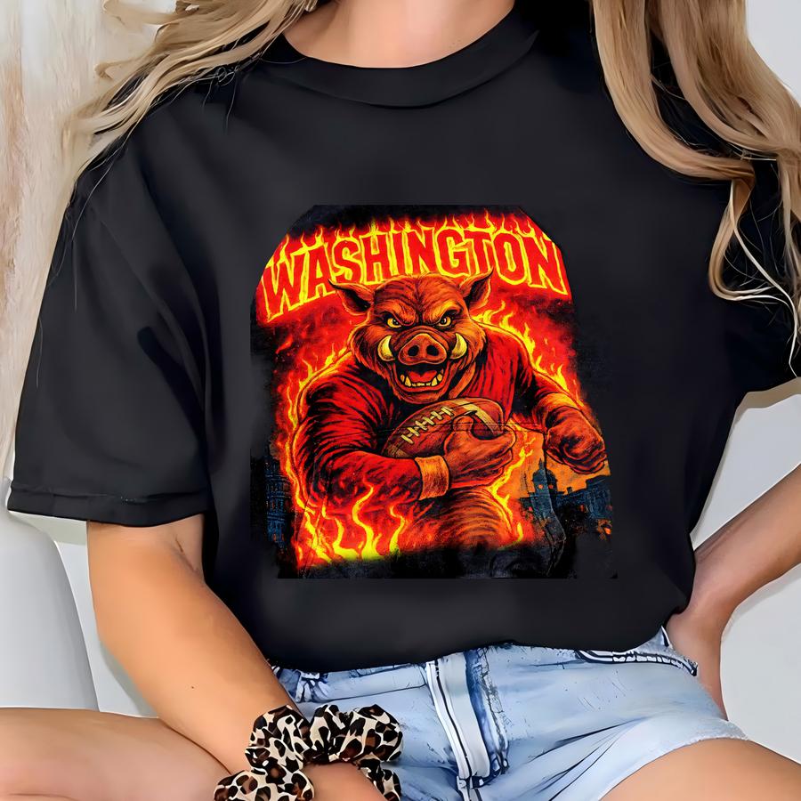 Vintage Washington Football Washed Hoodie, Hoodie, Oversized Apparel Crewneck Sweatshirt, Unisex Shirt, Game Day Gift For Him Gift For Her. T-shirt
